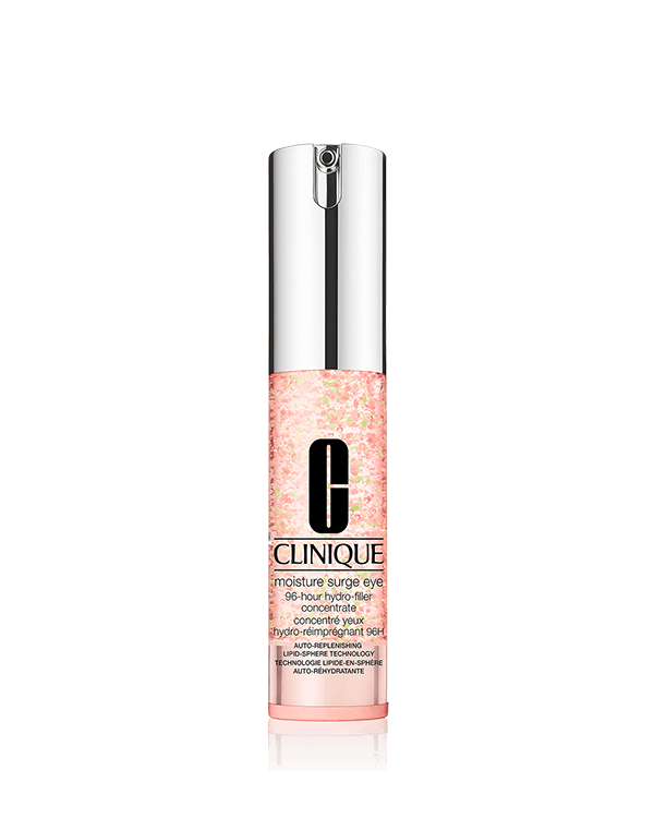 Moisture Surge Eye™ 96-Hour Hydro-Filler Concentrate, Ultrakevyt vesigeeli kosteuttaa pitkäkestoisesti silmänympärysihoa, jopa 96 tunnin ajan. Napakoittaa, palauttaa silmänympärysalueen kimmoisuuden, vähentää kuivuudesta johtuvien juonteiden ilmestymistä sekä kirkastaa tuoden silmänympärysiholle raikasta ilmettä.