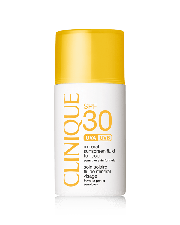 SPF 30 Mineral Sunscreen Fluid for Face, Ultrakevyt, lähes näkymätön 100 % mineraaliaurinkosuoja.